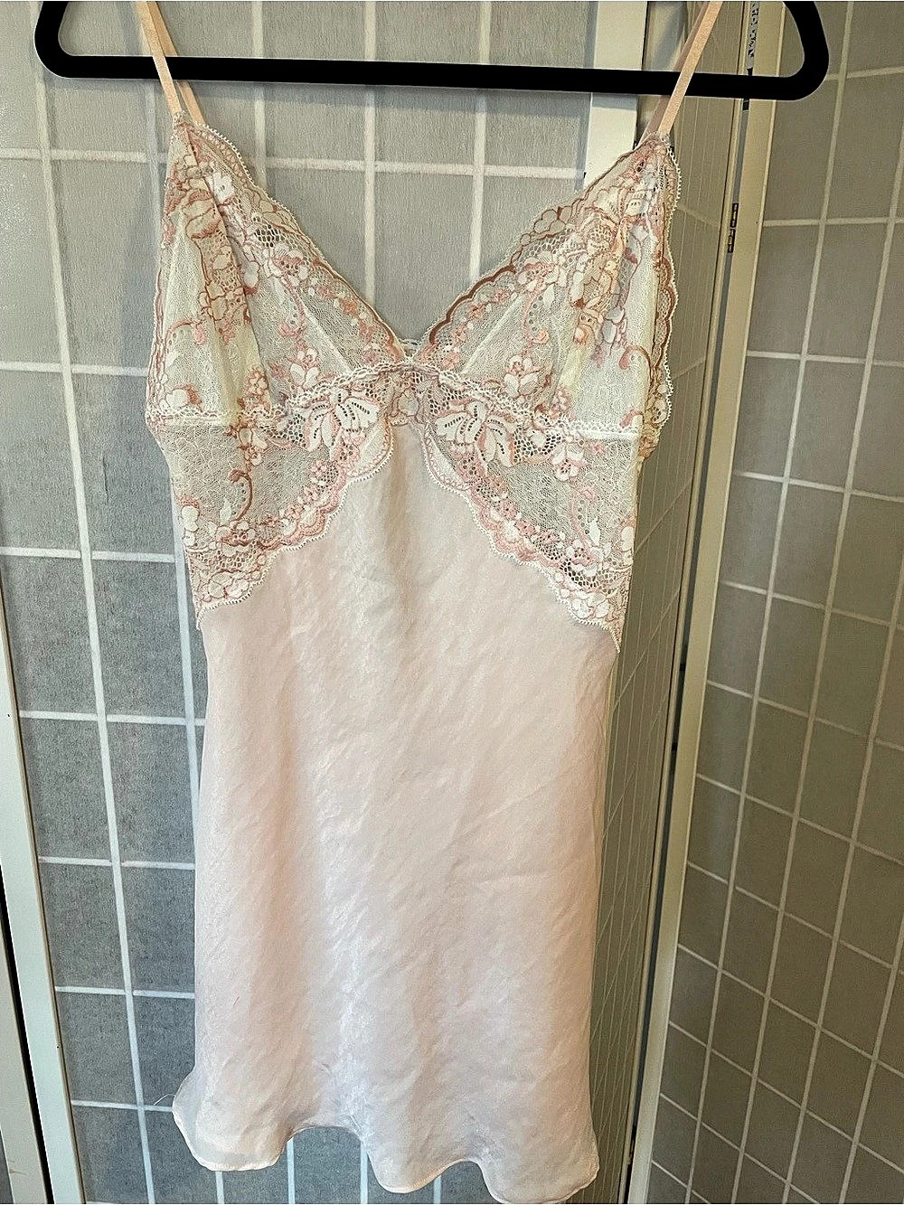 In Bloom by Jonquil Lace Trim Satin Chemise Pink Medium